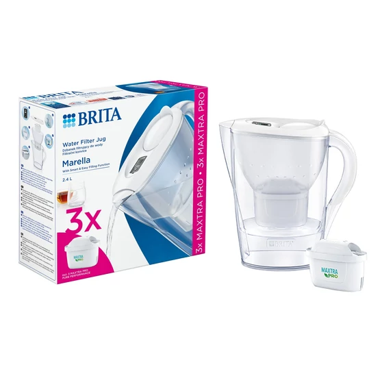 Brita Marella 2,4 L Maxtra Pro (fehér) vízszűrő kancsó induló csomag, 3 db szűrőbetéttel
